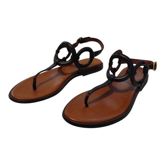 See By Chloe Shoes - See by Chloe Women's Leather Slingback Flat Thong Sandals Size EU 38 Black